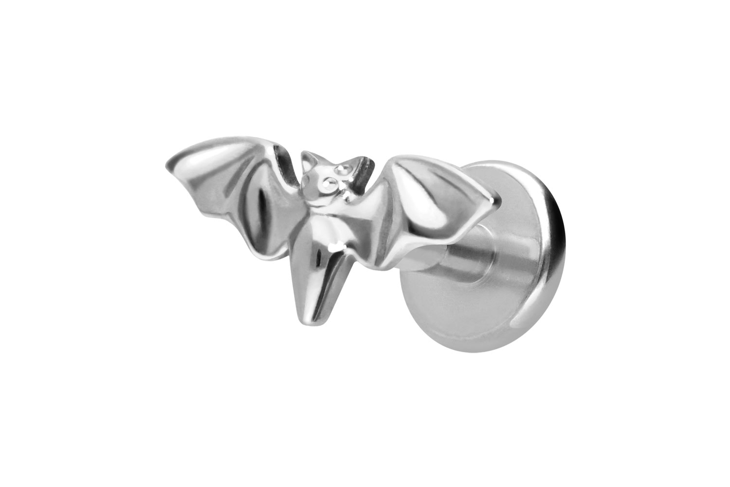 Titan Labret Piercing mit Innengewinde FLEDERMAUS